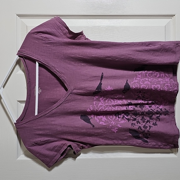 Banana Republic Graphic Tee V Neck Short Sleeve T- Shirt Mauve Purple Size L - Picture 2 of 7